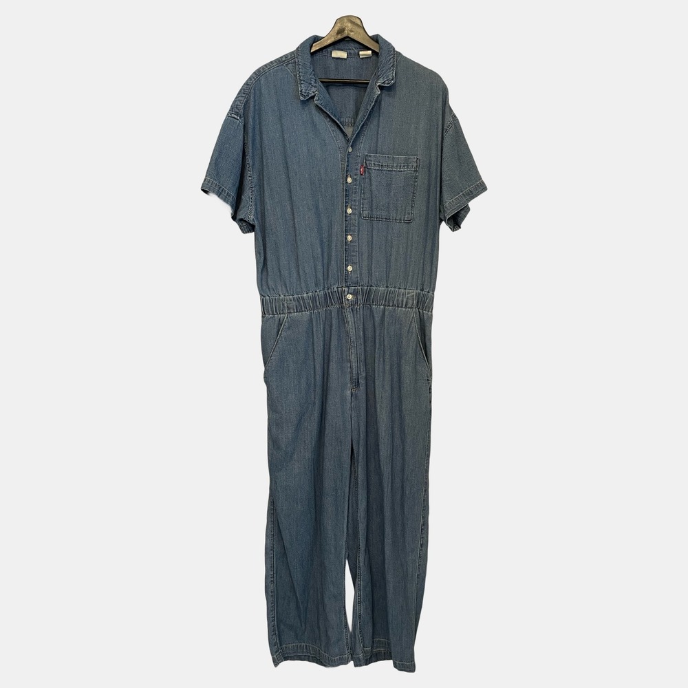 Levis Blue Denim Jeans Jumpsuit Womens Size XL